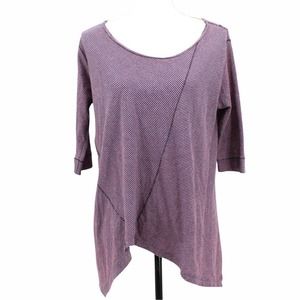 Miriam Ponsa Striped Asymmetrical Top Cotton 3/4 Sleeves Lagenlook Medium